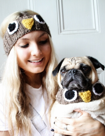 Matching Adult & Dog Owl Headband Set