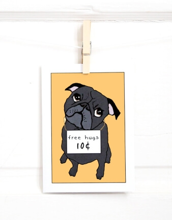 Pugs & Free Hugs Card