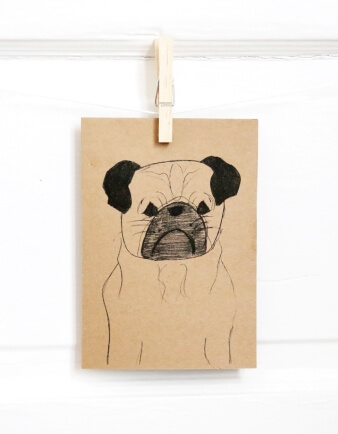 Pug Sketch Greeting Card