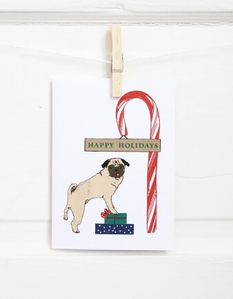 Happy Holidays Pug Card
