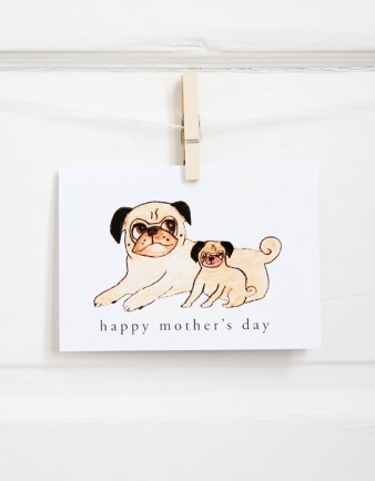 Pug Mum & Pup Mother's Day Card
