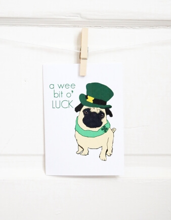 Lucky Pug St. Patrick's Card