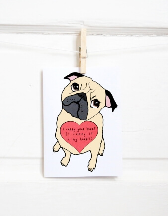 Pug Heart Valentine Card