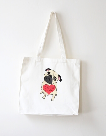 I Carry Your Heart Pug Tote Bag