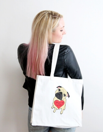 I Carry Your Heart Pug Tote Bag