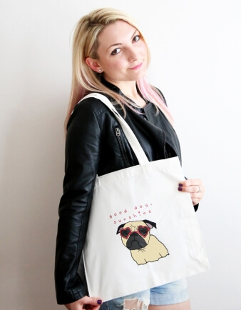 Sunshine Pug Tote Bag