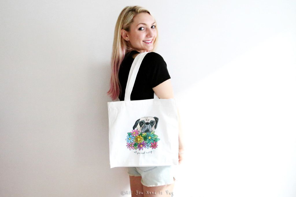 All You Need is Pug Floral Tote Bag